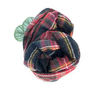 Navy Blue Red Yellow White Plaid Acrylic Loose Knit Lightweight Infinity Scarf